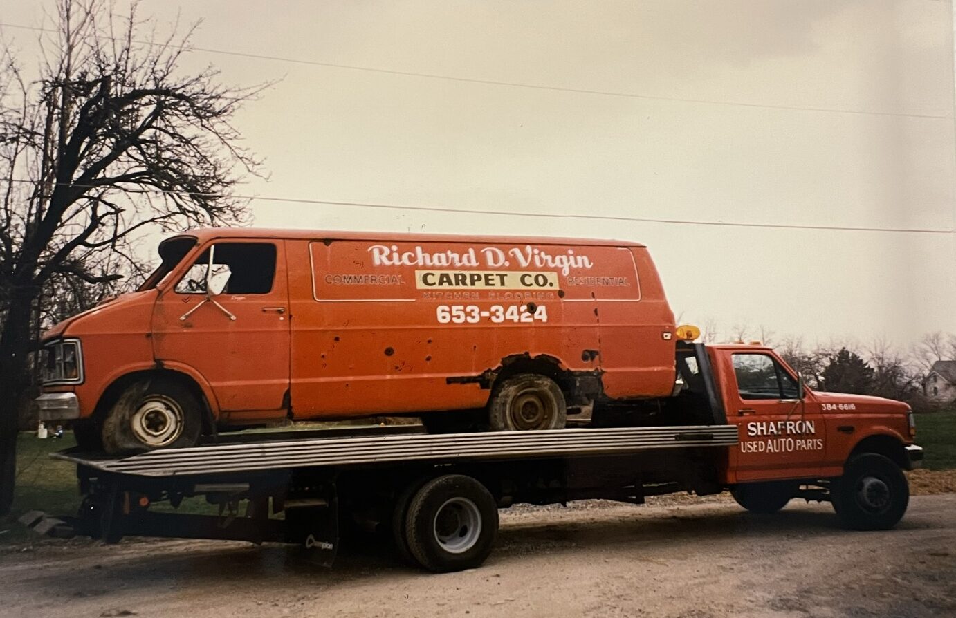 The first Virgin Carpets truck - we drove it till it was in pieces!