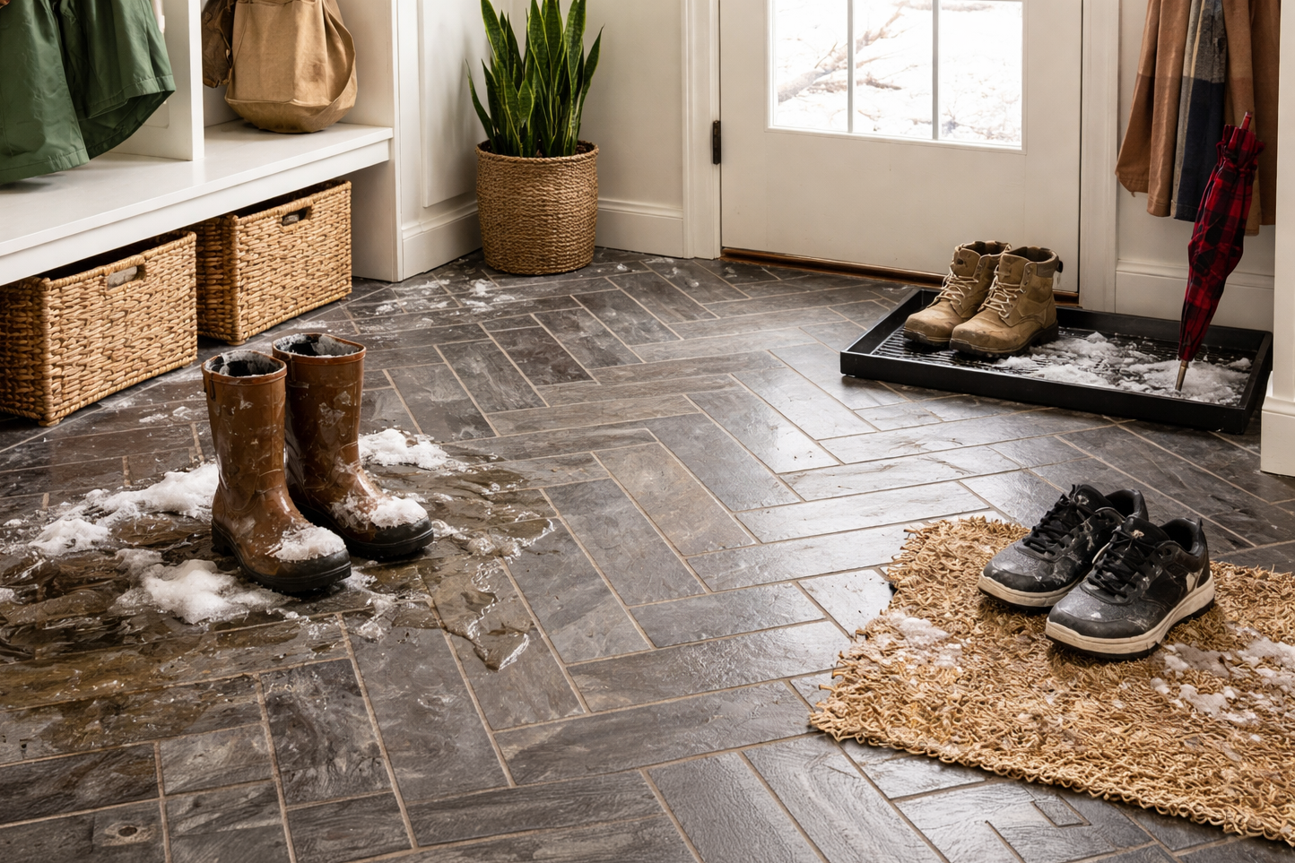pittsburgh waterproof flooring in mudroom